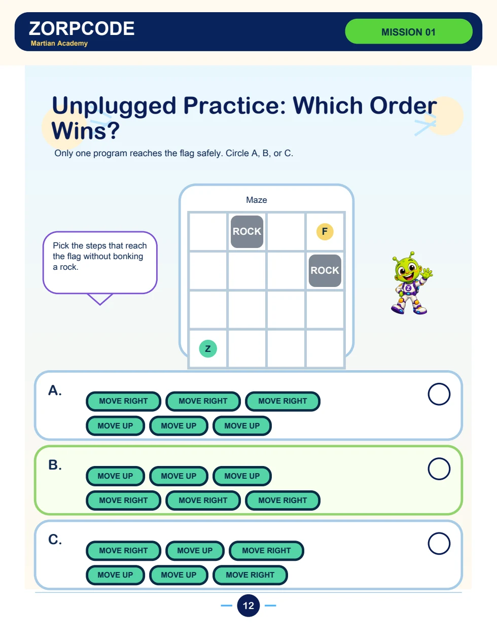 Sequencing practice · printed page 12